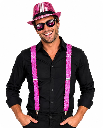 Glitter bretellen fuchsia