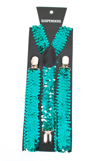 Glitter bretellen zeegroen