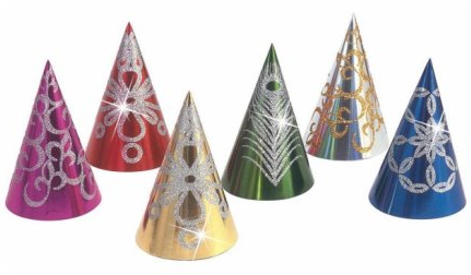 Glitter Decorated Metallic Cone Hat