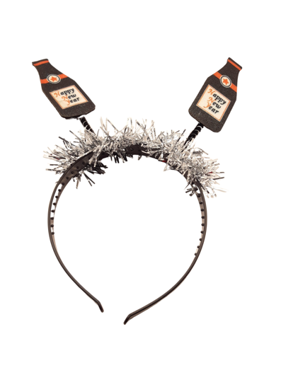 Glitter diadeem happy new year met champagneflessen