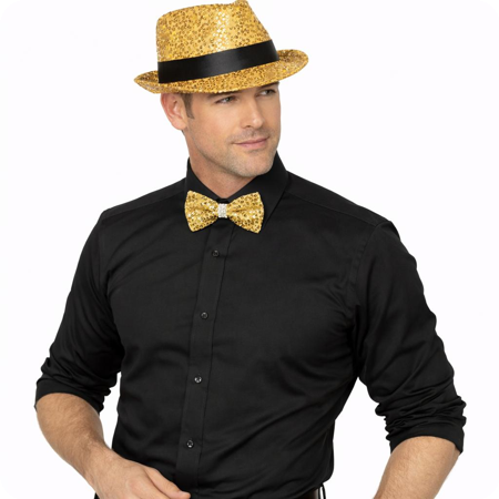 Glitter gold bow tie with deluxe stone