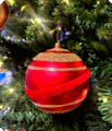 Glitter grote rood/goud Kerstballen 8 stuks