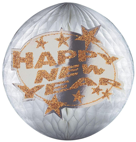 Glitter happy newyear papieren bol decoratie