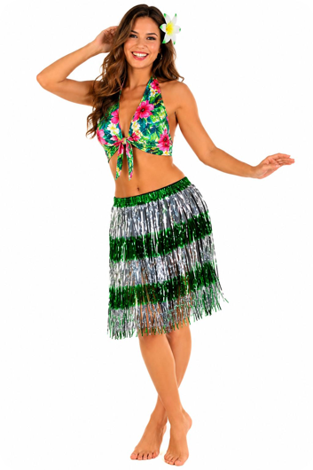 Glitter hawai rokje groen