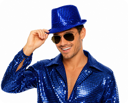 Glitter hoedje maffia disco blauw