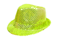 Glitter hoedje maffia disco fluogeel