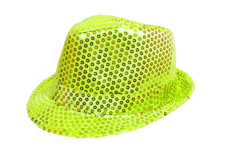 Glitter hoedje maffia disco fluogeel