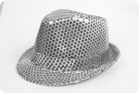 Glitter hoedje maffia disco zilver