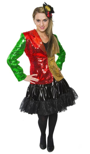 Glitter pailletten jas voor dames rood-geel-groen