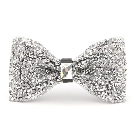 Glitter silver bow tie / butterfly tie with stone