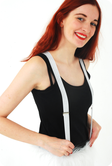 Glitter silver suspenders
