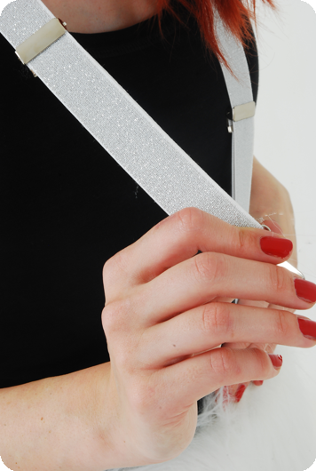 Glitter silver suspenders