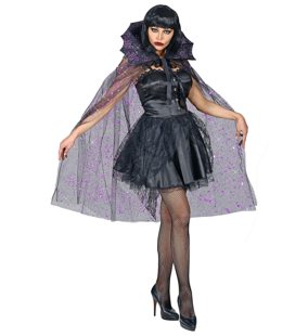 gothic glitter cape with tulle 110cm