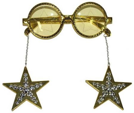 Gouden disco bril met sterren oorbellen Stars