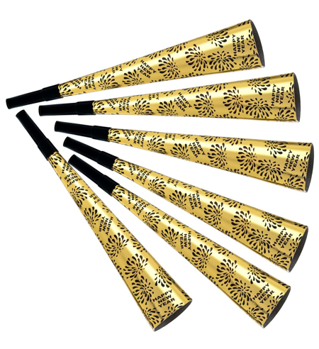 Gouden Gelukkig Nieuwjaar  Trompetten 6 stuks