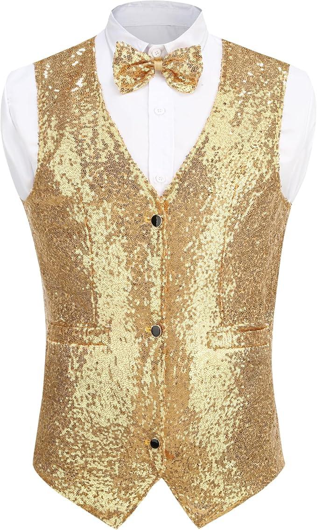 Gouden glitter ondervestje met strik