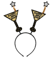 Gouden Happy new year haaraccessoire met champagneglazen