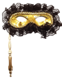 Gouden oogmasker met stokje venetiaans