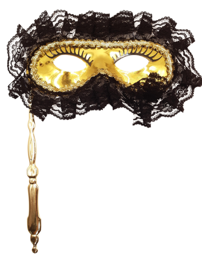 Gouden oogmasker met stokje venetiaans