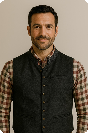 Gray sleeveless Tyrolean vest