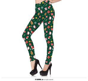 green Christmas leggings