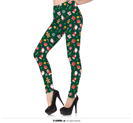 green Christmas leggings