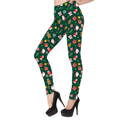 green Christmas leggings