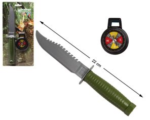 green knife with plastic compass