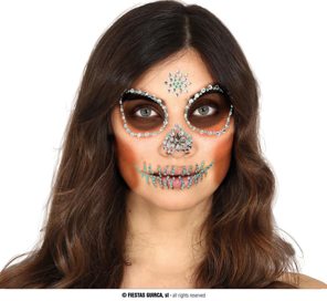 green skull self-adhesive facial jewelry