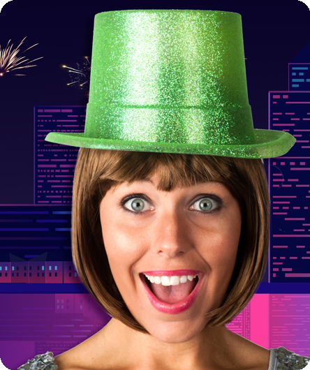 Green top hat glitter
