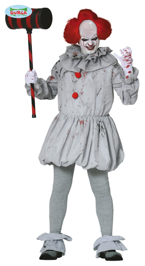 Grey Horror clown costume for adults