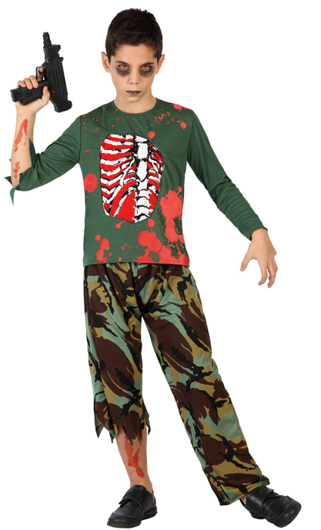Griezelige Legerjongen Zombie Kostuum - Kindermaat
