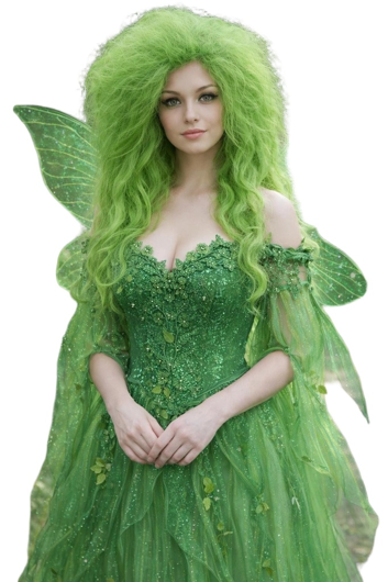 Groene Fantasy Pruik Lang