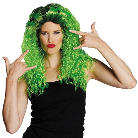 Groene pruik met golfjes