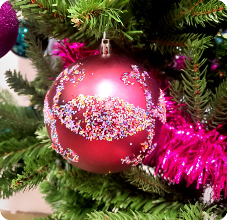 Grote luxe Glitter Kerstballen groen/fuchsia 8 stuks