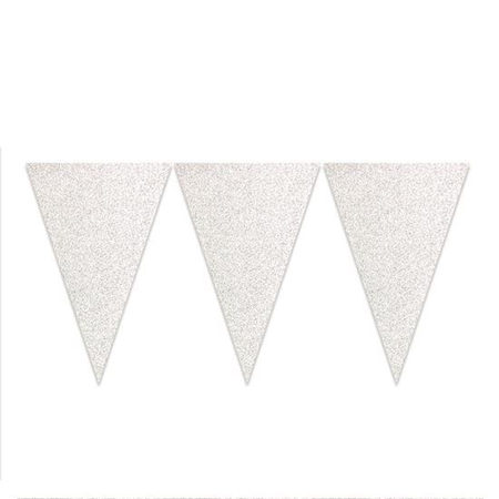 Guirlande de drapeaux à paillettes argentée 6m