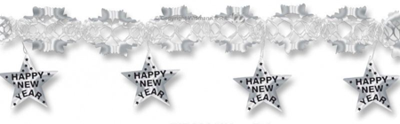 Guirlande Happy New Year Argentée Holographique