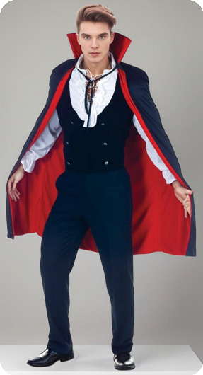 Halloween cape 140cm tweezijdig rood zwart