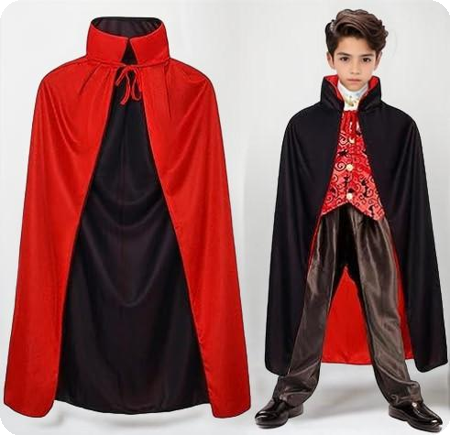 Halloween Cape 90 cm rood / zwart