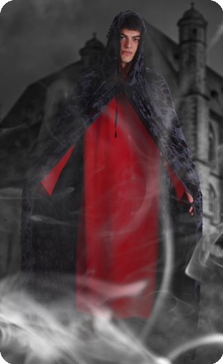 Halloween cape met netstof grijze -zwart 140 CM volwassene