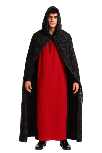 Halloween cape met netstof grijze -zwart 140 CM volwassene
