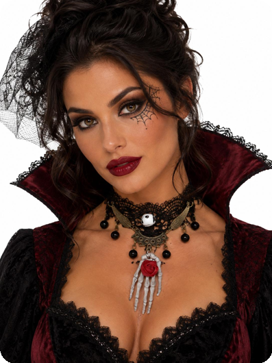 Halloween choker met hand en roosje