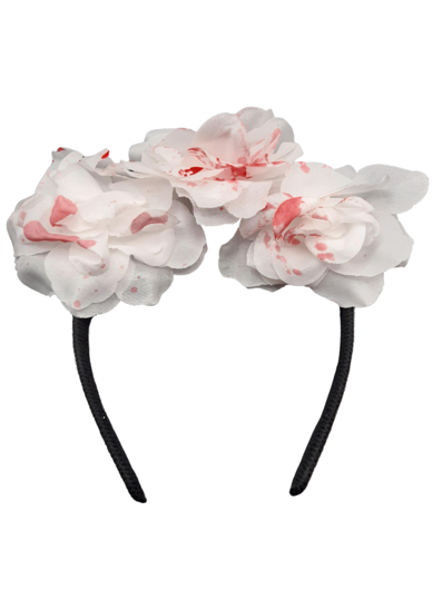 Halloween headband white flowers with blood.