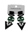 halloween oorbellen green skull