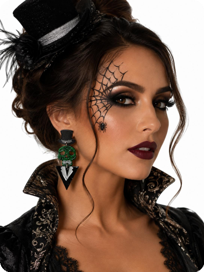 Halloween oorbellen green skull