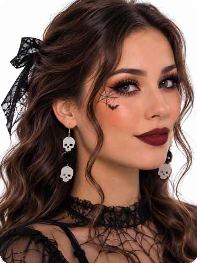 Halloween oorbellen skulls groot