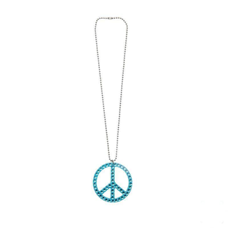 Halsketting met strass steentjes Peace blauw