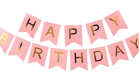 Happy birthday banner roze
