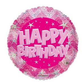 happy birthday folieballon roze
