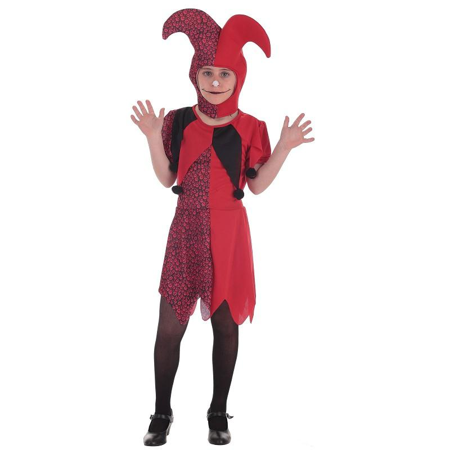 Harlekijn Kinderkostuum - Rood met Zwarte Print